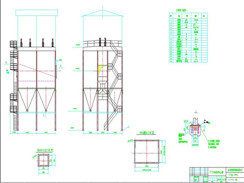 華康環(huán)保為山東75噸鍋爐設(shè)計的長袋脈沖除塵器圖紙